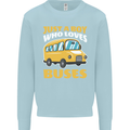 Just a Boy Who Loves Buses Bus Driver Kids Sweatshirt Jumper Light Blue
