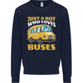 Just a Boy Who Loves Buses Bus Driver Kids Sweatshirt Jumper Navy Blue