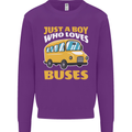 Just a Boy Who Loves Buses Bus Driver Kids Sweatshirt Jumper Purple