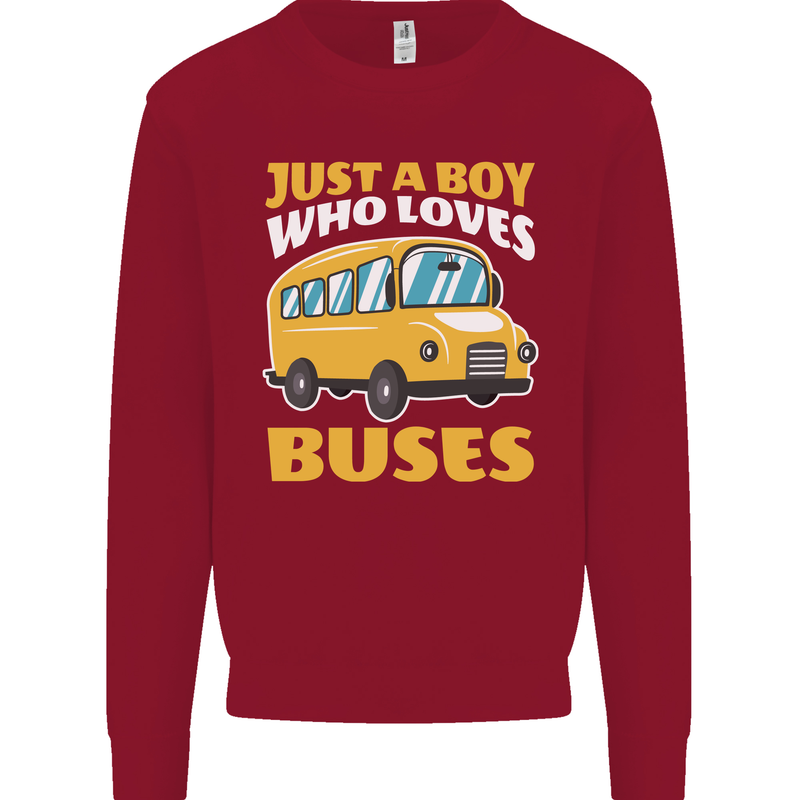 Just a Boy Who Loves Buses Bus Driver Kids Sweatshirt Jumper Red
