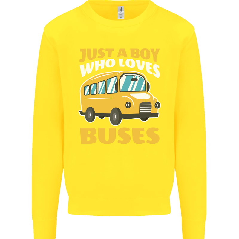 Just a Boy Who Loves Buses Bus Driver Kids Sweatshirt Jumper Yellow
