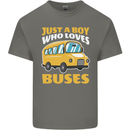 Just a Boy Who Loves Buses Bus Driver Kids T-Shirt Childrens Charcoal