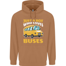 Just a Boy Who Loves Buses Bus Driver Mens 80% Cotton Hoodie Caramel Latte