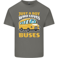 Just a Boy Who Loves Buses Bus Driver Mens Cotton T-Shirt Tee Top Charcoal
