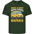 Just a Boy Who Loves Buses Bus Driver Mens Cotton T-Shirt Tee Top Forest Green
