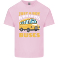 Just a Boy Who Loves Buses Bus Driver Mens Cotton T-Shirt Tee Top Light Pink