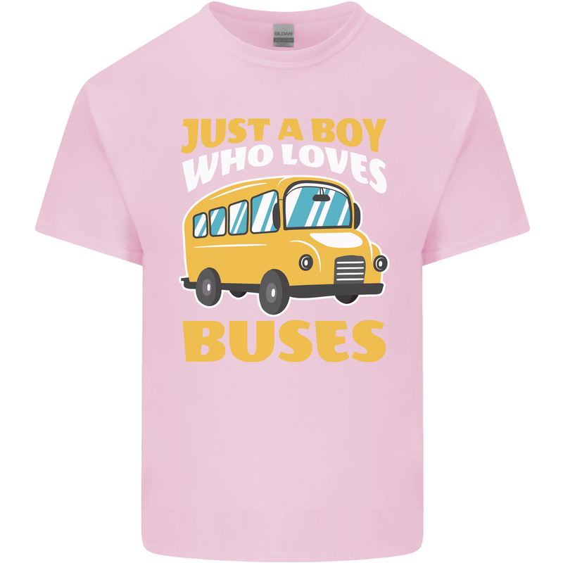 Just a Boy Who Loves Buses Bus Driver Mens Cotton T-Shirt Tee Top Light Pink