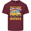Just a Boy Who Loves Buses Bus Driver Mens Cotton T-Shirt Tee Top Maroon