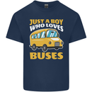 Just a Boy Who Loves Buses Bus Driver Mens Cotton T-Shirt Tee Top Navy Blue