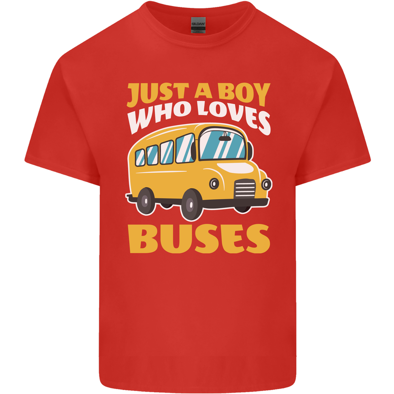 Just a Boy Who Loves Buses Bus Driver Mens Cotton T-Shirt Tee Top Red