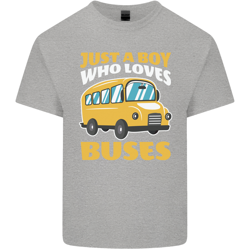 Just a Boy Who Loves Buses Bus Driver Mens Cotton T-Shirt Tee Top Sports Grey