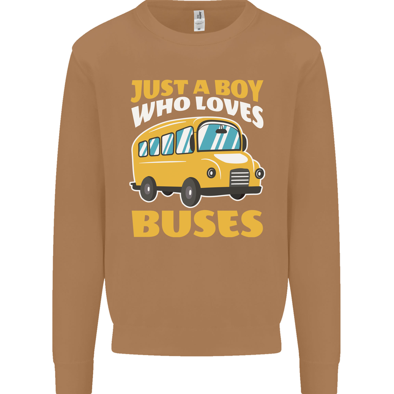 Just a Boy Who Loves Buses Bus Driver Mens Sweatshirt Jumper Caramel Latte