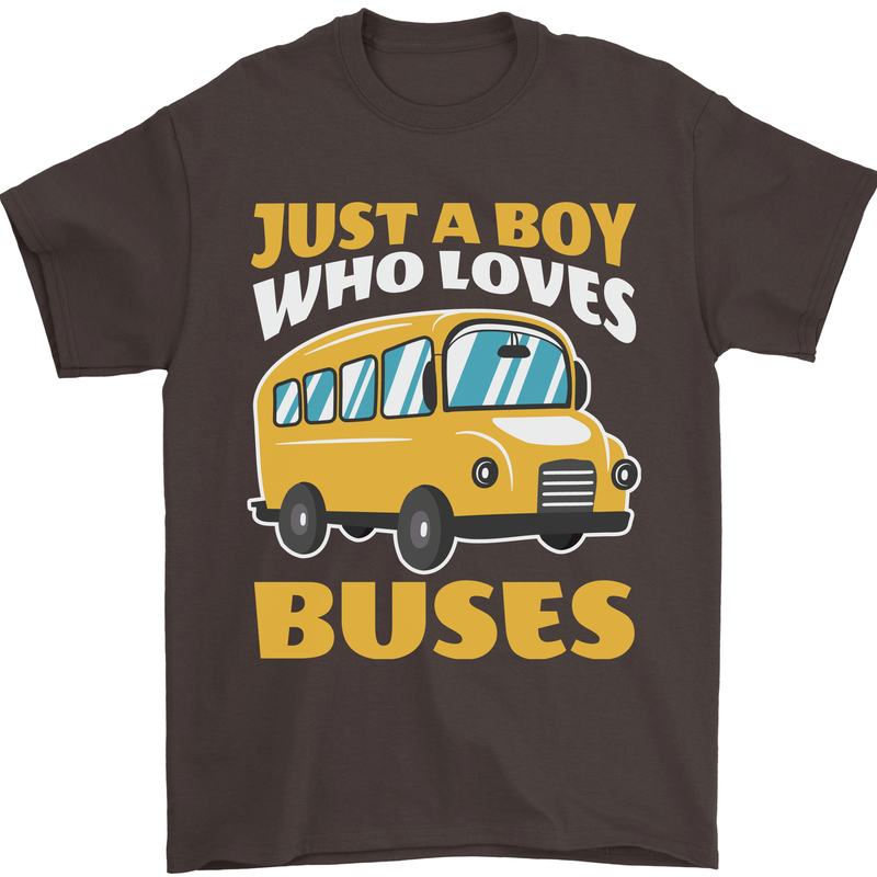 Just a Boy Who Loves Buses Bus Driver Mens T-Shirt 100% Cotton Dark Chocolate