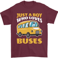 Just a Boy Who Loves Buses Bus Driver Mens T-Shirt 100% Cotton Maroon