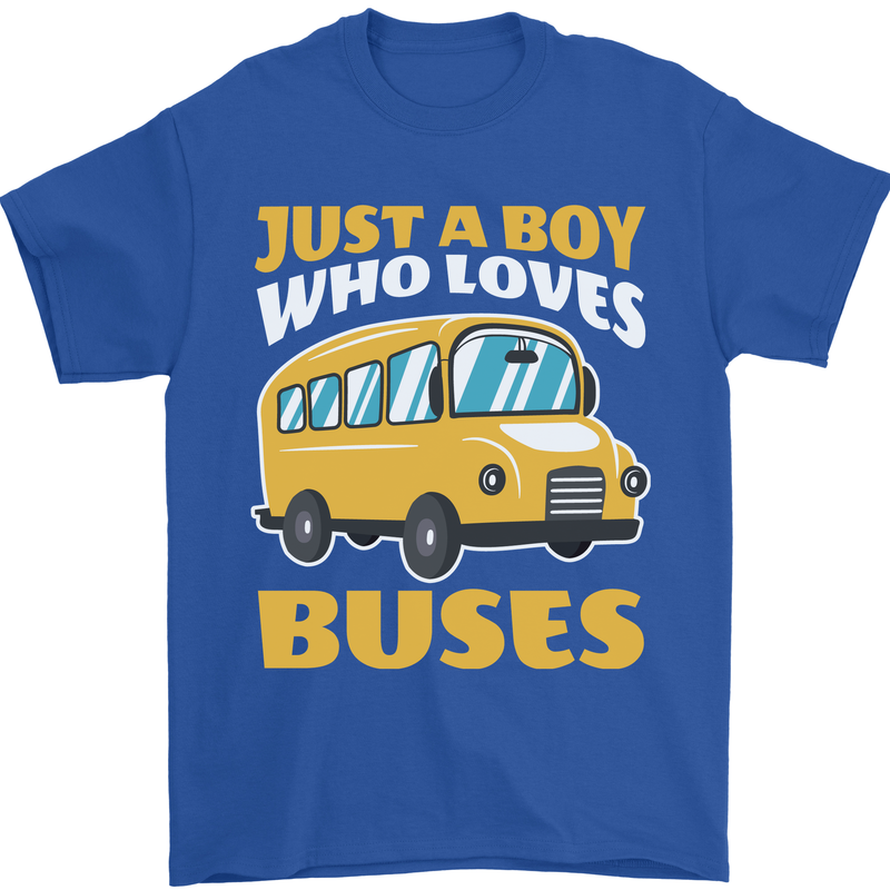 Just a Boy Who Loves Buses Bus Driver Mens T-Shirt 100% Cotton Royal Blue