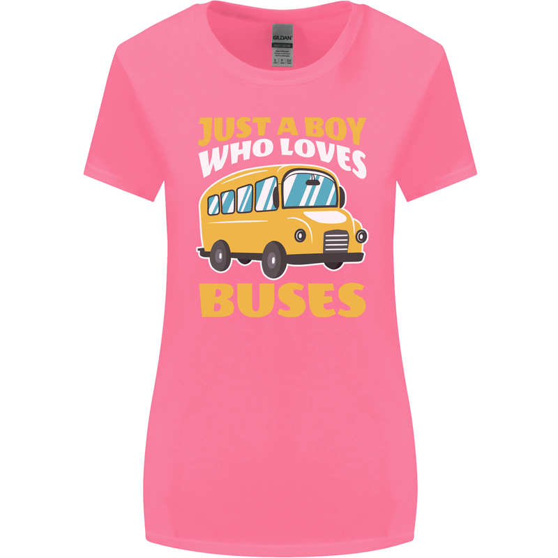 Just a Boy Who Loves Buses Bus Driver Womens Wider Cut T-Shirt Azalea