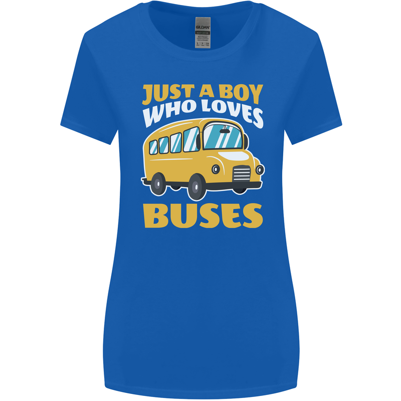Just a Boy Who Loves Buses Bus Driver Womens Wider Cut T-Shirt Royal Blue