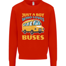 Just a Boy Who Loves Buses Bus Kids Sweatshirt Jumper Bright Red