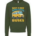 Just a Boy Who Loves Buses Bus Kids Sweatshirt Jumper Forest Green