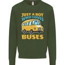 Just a Boy Who Loves Buses Bus Kids Sweatshirt Jumper Forest Green