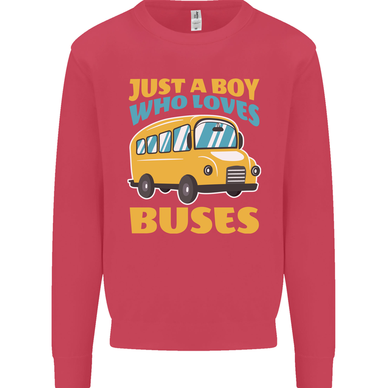 Just a Boy Who Loves Buses Bus Kids Sweatshirt Jumper Heliconia