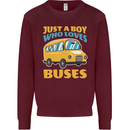Just a Boy Who Loves Buses Bus Kids Sweatshirt Jumper Maroon