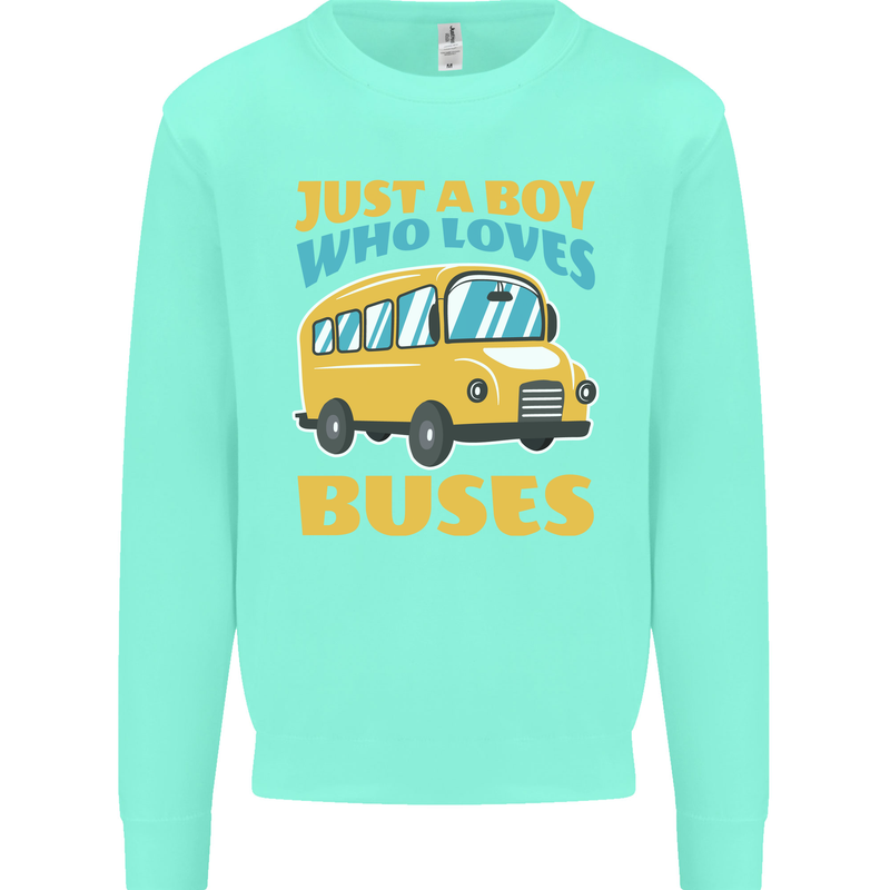 Just a Boy Who Loves Buses Bus Kids Sweatshirt Jumper Peppermint