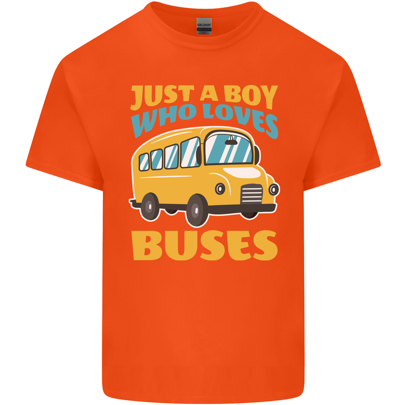 Just a Boy Who Loves Buses Bus Kids T-Shirt Childrens Orange