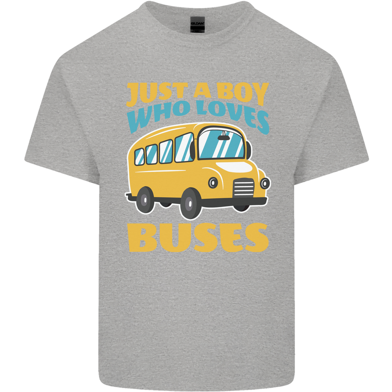 Just a Boy Who Loves Buses Bus Kids T-Shirt Childrens Sports Grey