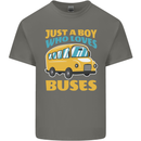 Just a Boy Who Loves Buses Bus Mens Cotton T-Shirt Tee Top Charcoal