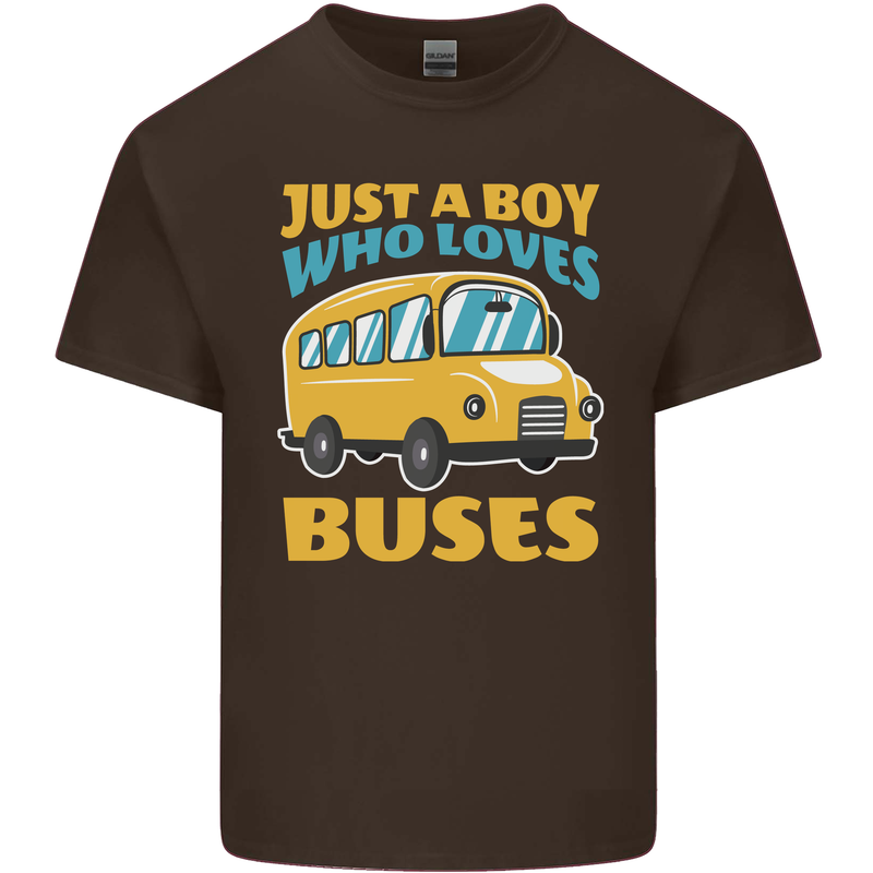 Just a Boy Who Loves Buses Bus Mens Cotton T-Shirt Tee Top Dark Chocolate