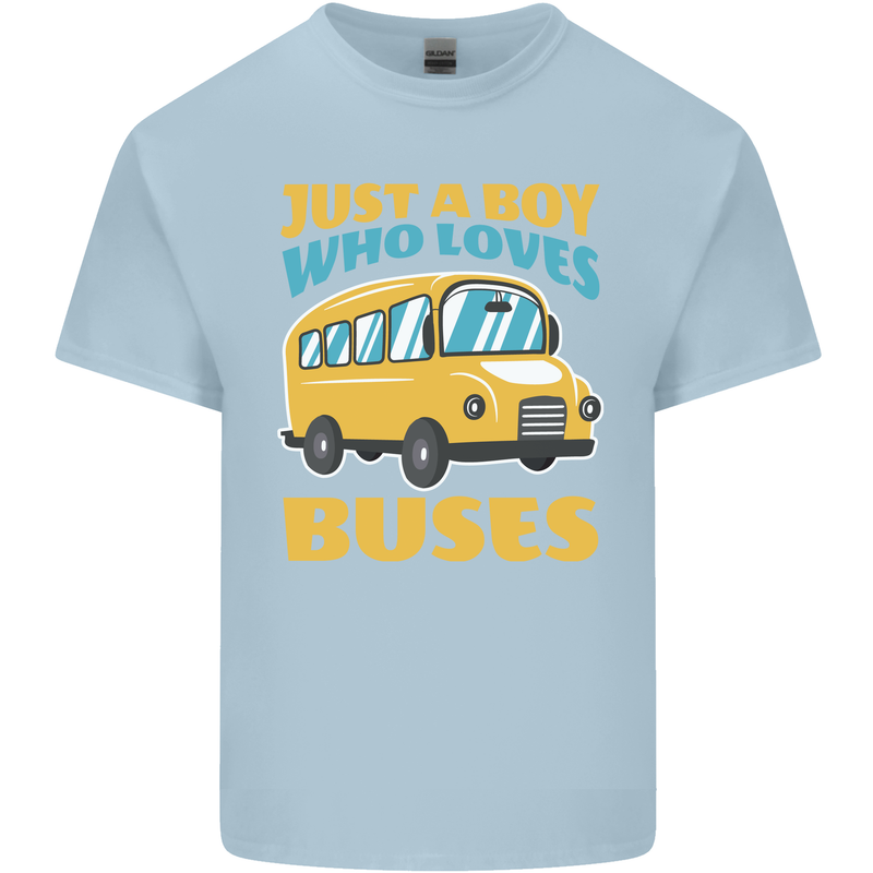 Just a Boy Who Loves Buses Bus Mens Cotton T-Shirt Tee Top Light Blue