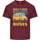 Just a Boy Who Loves Buses Bus Mens Cotton T-Shirt Tee Top Maroon