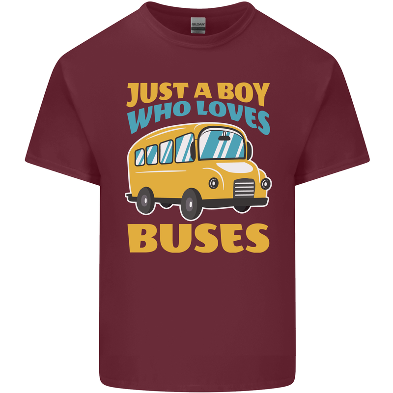 Just a Boy Who Loves Buses Bus Mens Cotton T-Shirt Tee Top Maroon