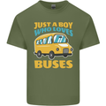 Just a Boy Who Loves Buses Bus Mens Cotton T-Shirt Tee Top Military Green