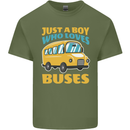 Just a Boy Who Loves Buses Bus Mens Cotton T-Shirt Tee Top Military Green
