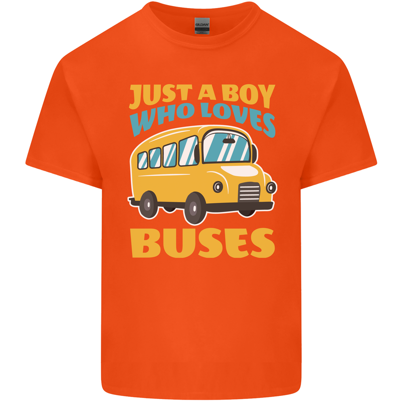 Just a Boy Who Loves Buses Bus Mens Cotton T-Shirt Tee Top Orange