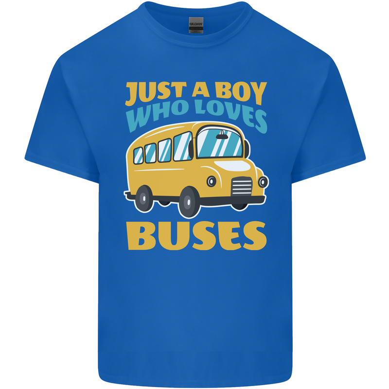 Just a Boy Who Loves Buses Bus Mens Cotton T-Shirt Tee Top Royal Blue