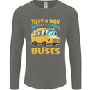 Just a Boy Who Loves Buses Bus Mens Long Sleeve T-Shirt Charcoal