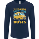 Just a Boy Who Loves Buses Bus Mens Long Sleeve T-Shirt Navy Blue
