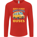 Just a Boy Who Loves Buses Bus Mens Long Sleeve T-Shirt Red