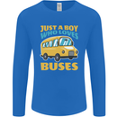 Just a Boy Who Loves Buses Bus Mens Long Sleeve T-Shirt Royal Blue