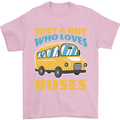Just a Boy Who Loves Buses Bus Mens T-Shirt 100% Cotton Light Pink