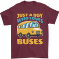 Just a Boy Who Loves Buses Bus Mens T-Shirt 100% Cotton Maroon