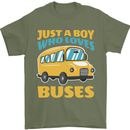 Just a Boy Who Loves Buses Bus Mens T-Shirt 100% Cotton Military Green