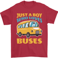 Just a Boy Who Loves Buses Bus Mens T-Shirt 100% Cotton Red