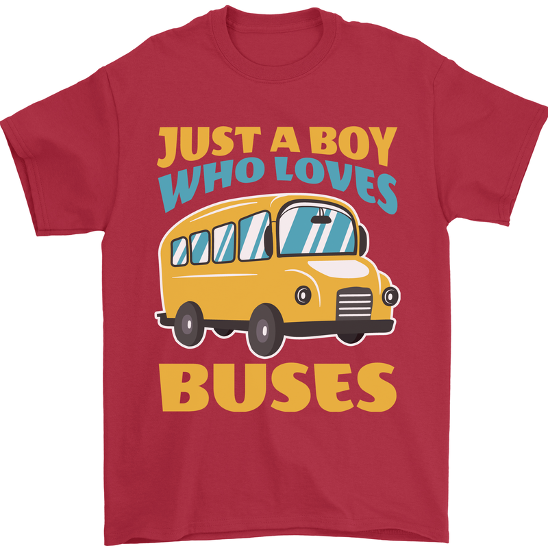 Just a Boy Who Loves Buses Bus Mens T-Shirt 100% Cotton Red