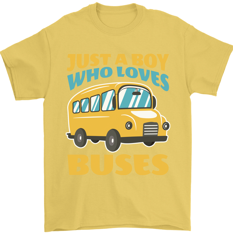 Just a Boy Who Loves Buses Bus Mens T-Shirt 100% Cotton Yellow