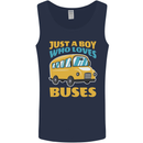 Just a Boy Who Loves Buses Bus Mens Vest Tank Top Navy Blue