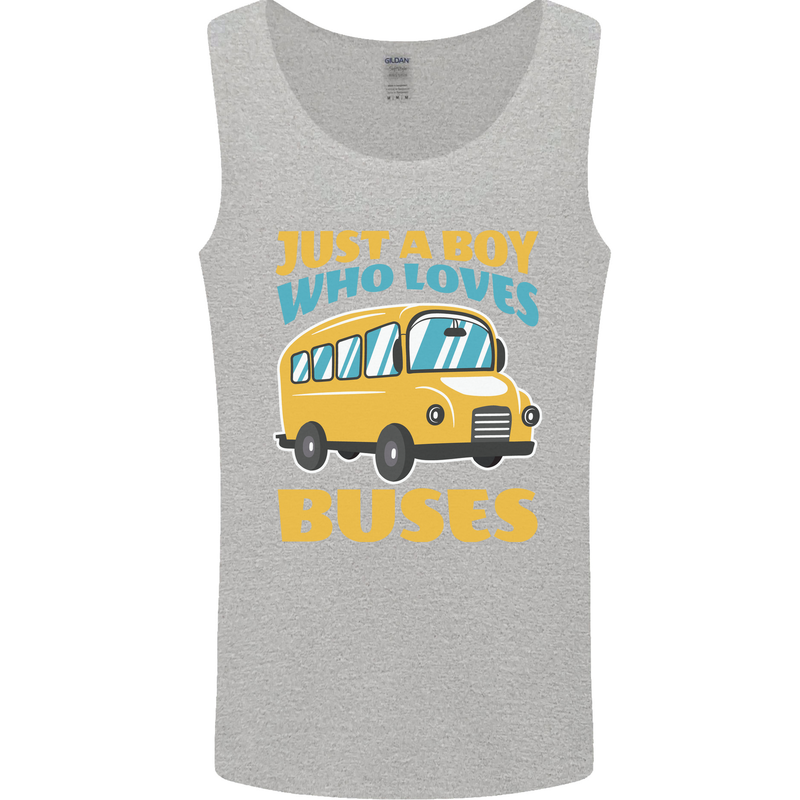 Just a Boy Who Loves Buses Bus Mens Vest Tank Top Sports Grey